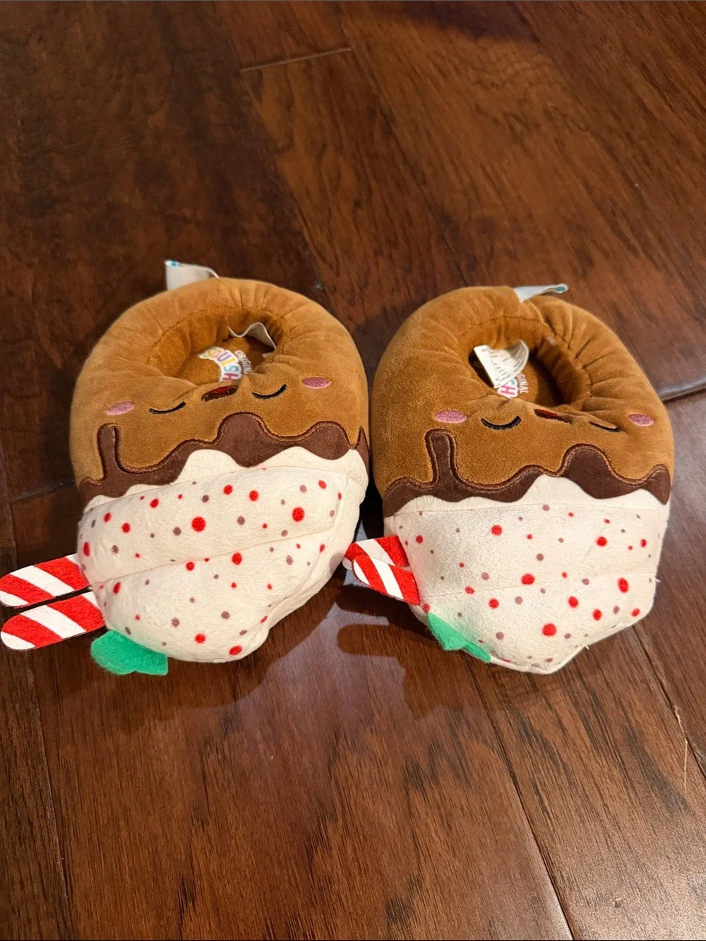 Squishmallows Brown, White & Red Cupcake Plush Kids Slippers